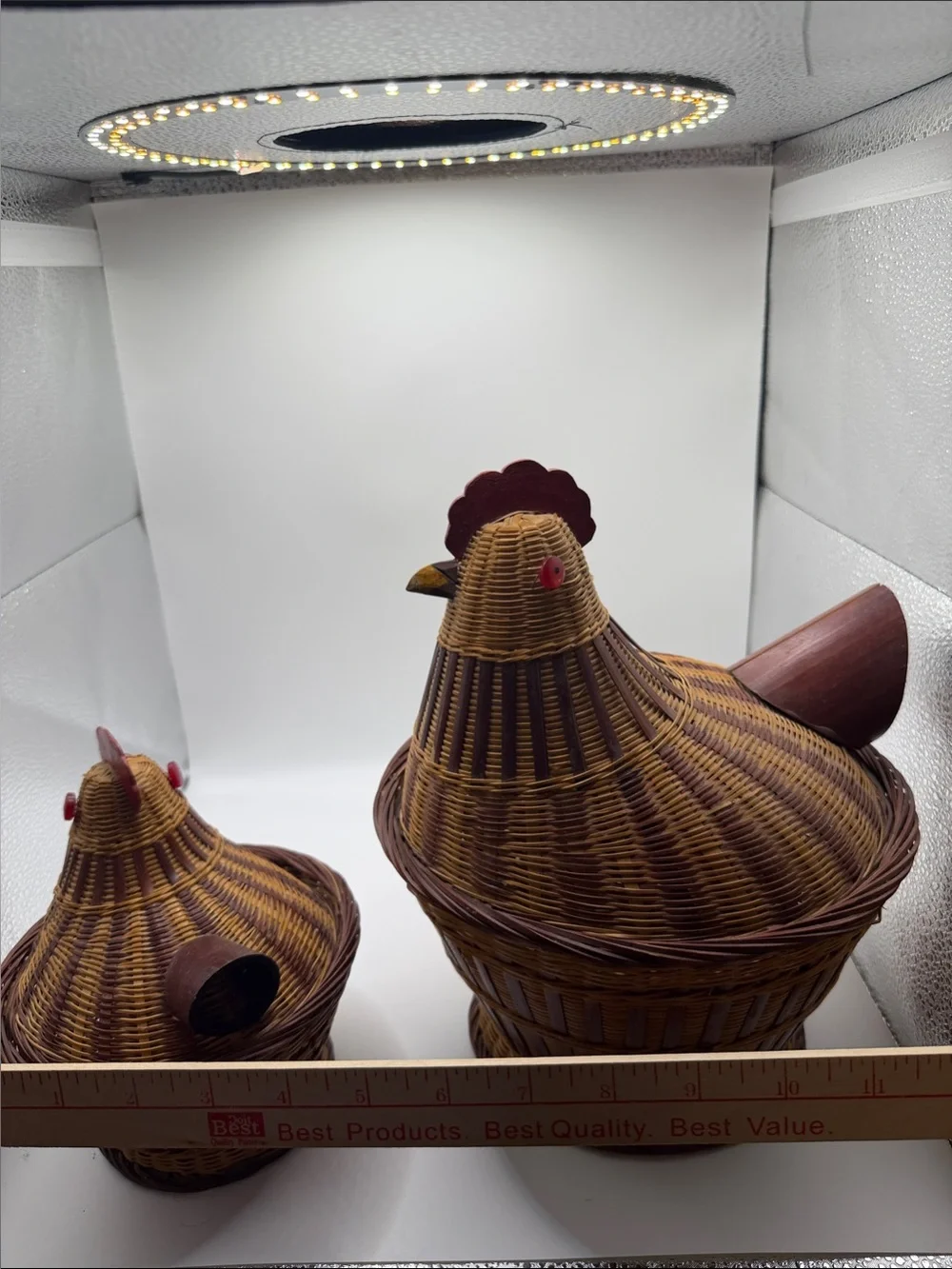 Vintage Wicker Chicken Hen Basket Set of 2 Farmhouse Country Cottage Storage Dec
